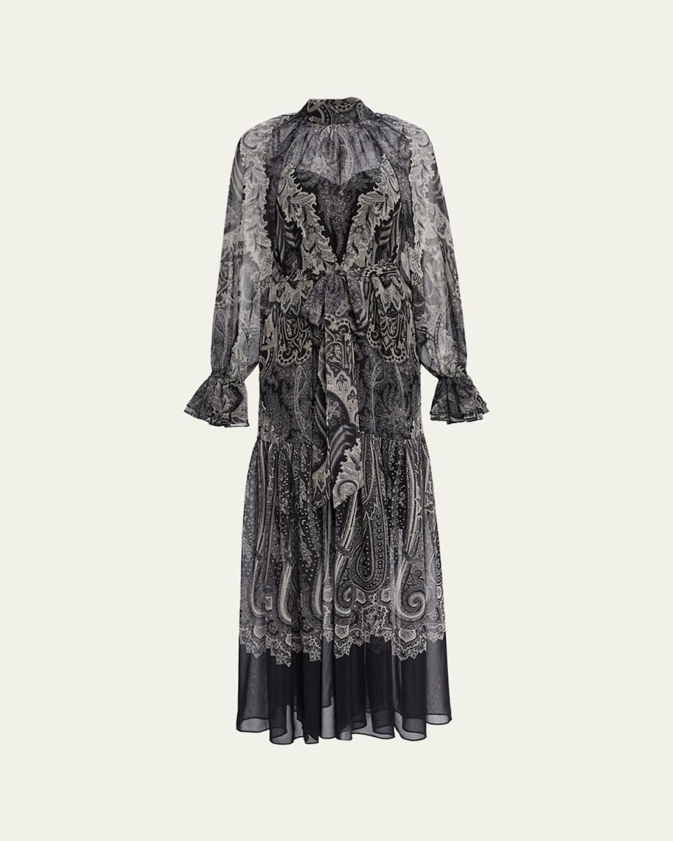 Connell Tiered Paisley-Print Maxi Dress